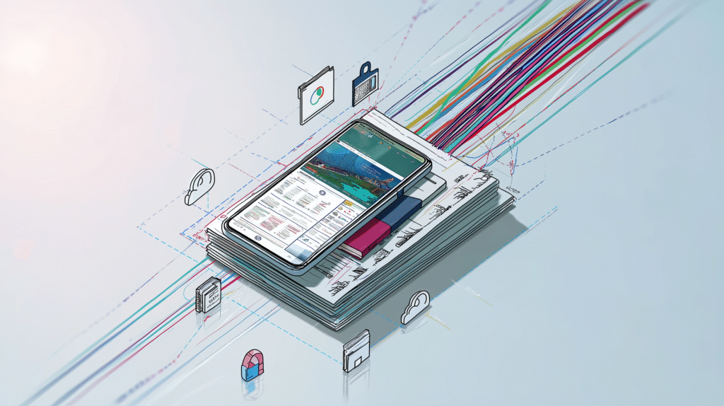 Modern smart notebook with color sticky notes