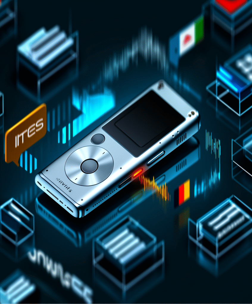 Illustration of futuristic smart voice recorder interface